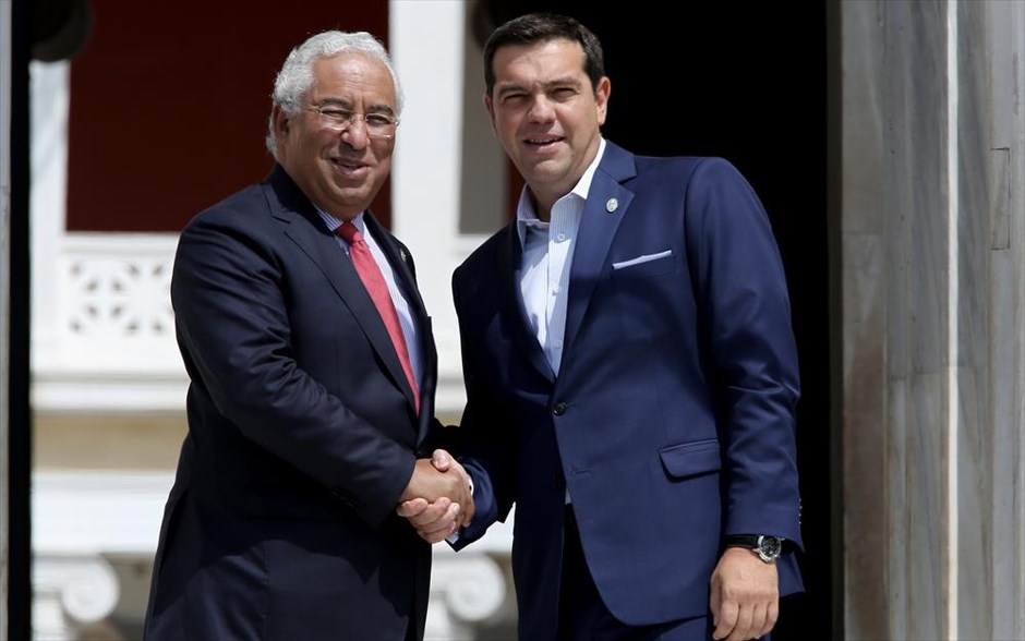 Ευρωμεσογειακή Σύνοδος - Τσίπρας - Αντόνιο Κόστα. O πρωθυπουργός Αλέξης Τσίπρας υποδέχεται τον πρωθυπουργό της Πορτογαλίας Αντόνιο Κόστα.