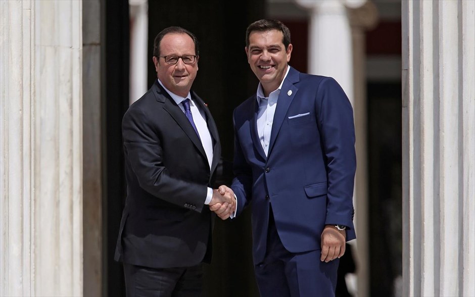 Ευρωμεσογειακή Σύνοδος - Αλέξης Τσίπρας - Φρανσουά Ολάντ. Ο πρωθυπουργός Αλέξης Τσίπρας υποδέχεται τον πρόεδρο της Γαλλίας Φρανσουά Ολάντ στο Ζάππειο. 