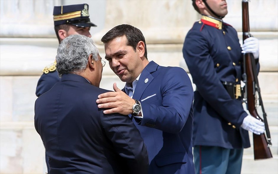 Ευρωμεσογειακή Σύνοδος - Τσίπρας - Αντόνιο Κόστα. O πρωθυπουργός Αλέξης Τσίπρας υποδέχεται τον πρωθυπουργό της Πορτογαλίας Αντόνιο Κόστα.