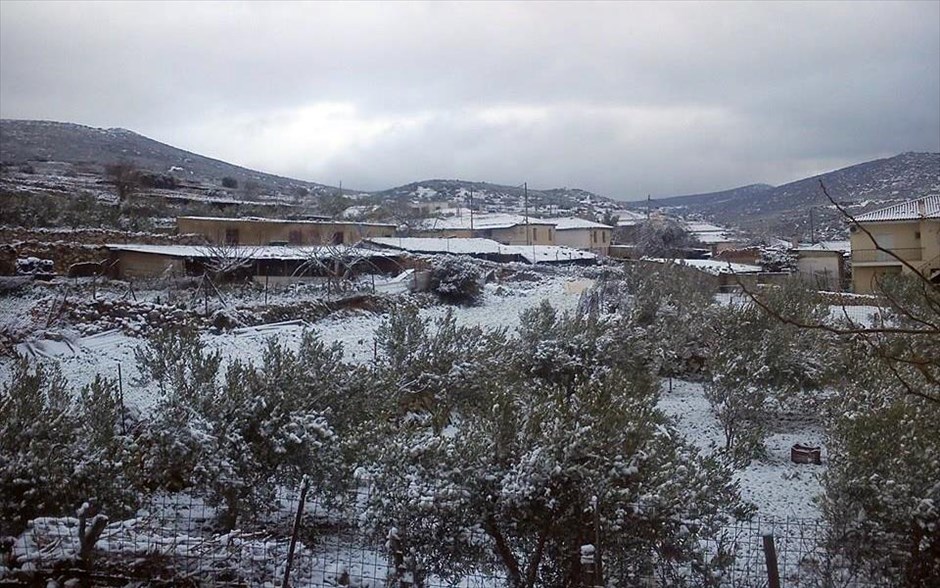 Στα «λευκά» η Ελλάδα #3. Στιγμιότυπο από το χωριό Κολιάκι στην Επίδαυρο Αργολίδας.