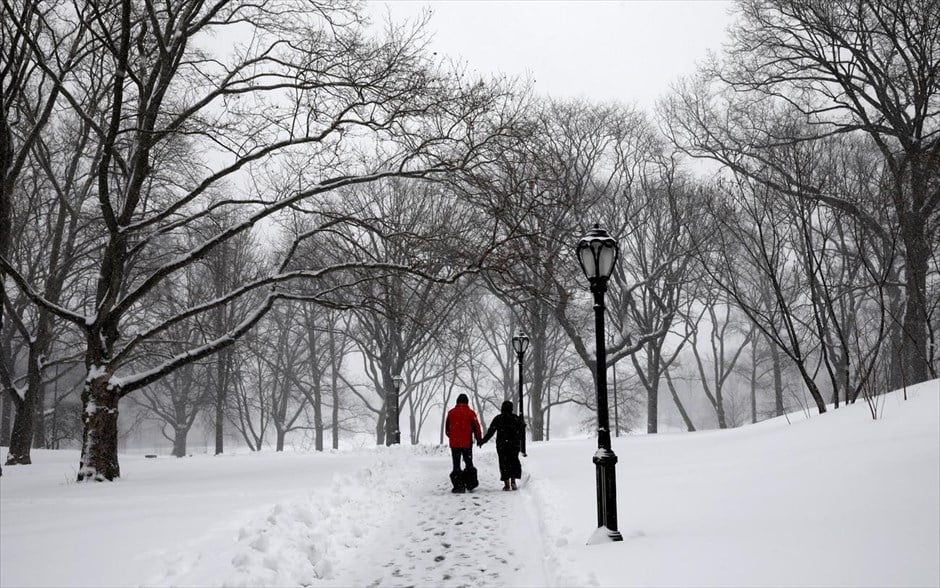 ΗΠΑ - χιονοθύελλα - χιόνι. Σέντραλ Παρκ, Μανχάταν, Νέα Υόρκη