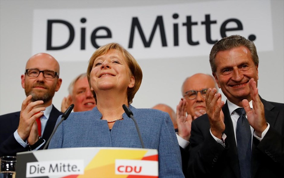 Γερμανία - Εκλογές - CDU - Μέρκελ. Η Άγκελα Μέρκελ στις πρώτες της δηλώσεις μετά την ανακοίνωση των πρώτων αποτελεσμάτων των γερμανικών εκλογών.