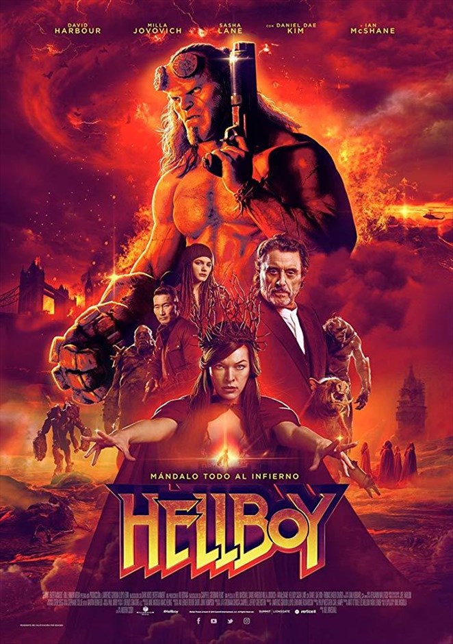 Hellboy . Ο κόμικς υπερήρωας από τον Κάτω Κόσμο, ο Hellboy του Μάικ Μινόλα, αποκτά νέα κινηματογραφική εικόνα. Δέκα χρόνια μετά την τελευταία του εμφάνιση στη μεγάλη οθόνη, διά χειρός Γκιγέρμο ντελ Τόρο («Hellboy 2: Η Χρυσή Στρατιά»), ο δαίμονας επιστρέφει, πιο βίαιος, πιο αιμοδιψής και πιο σαρκαστικός από ποτέ, αλλά χωρίς τη μορφή του Ρον Πέρλμαν.