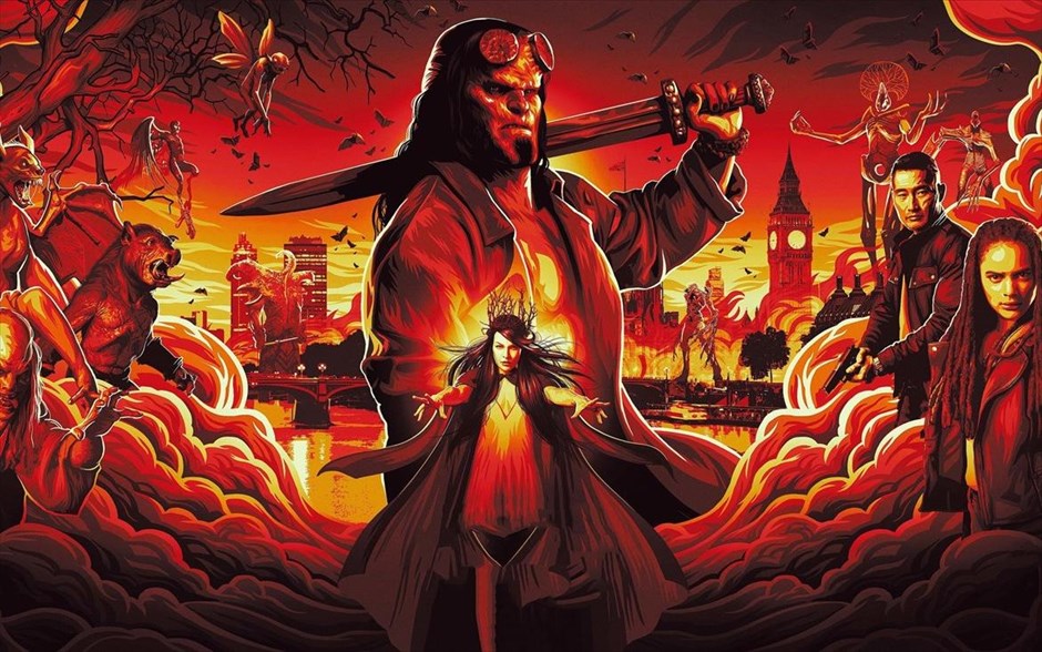 Hellboy . Ο κόμικς υπερήρωας από τον Κάτω Κόσμο, ο Hellboy του Μάικ Μινόλα, αποκτά νέα κινηματογραφική εικόνα. Δέκα χρόνια μετά την τελευταία του εμφάνιση στη μεγάλη οθόνη, διά χειρός Γκιγέρμο ντελ Τόρο («Hellboy 2: Η Χρυσή Στρατιά»), ο δαίμονας επιστρέφει, πιο βίαιος, πιο αιμοδιψής και πιο σαρκαστικός από ποτέ, αλλά χωρίς τη μορφή του Ρον Πέρλμαν.