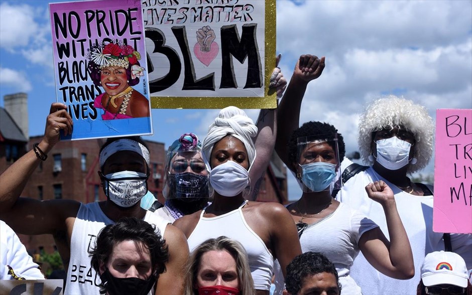 Συγκέντρωση στο Black Trans Lives Matter. Στιγμιότυπο από την συγκέντρωση&nbsp;Black Trans Lives Matter στο Μπρούκλιν της Νέας Υόρκης.&nbsp;