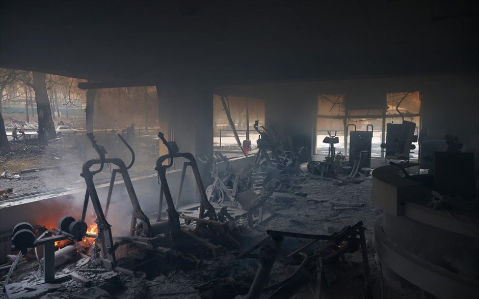 Ρωσική εισβολή στην Ουκρανία-Κίεβο-γυμναστήριο-βομβαρδισμοί. 