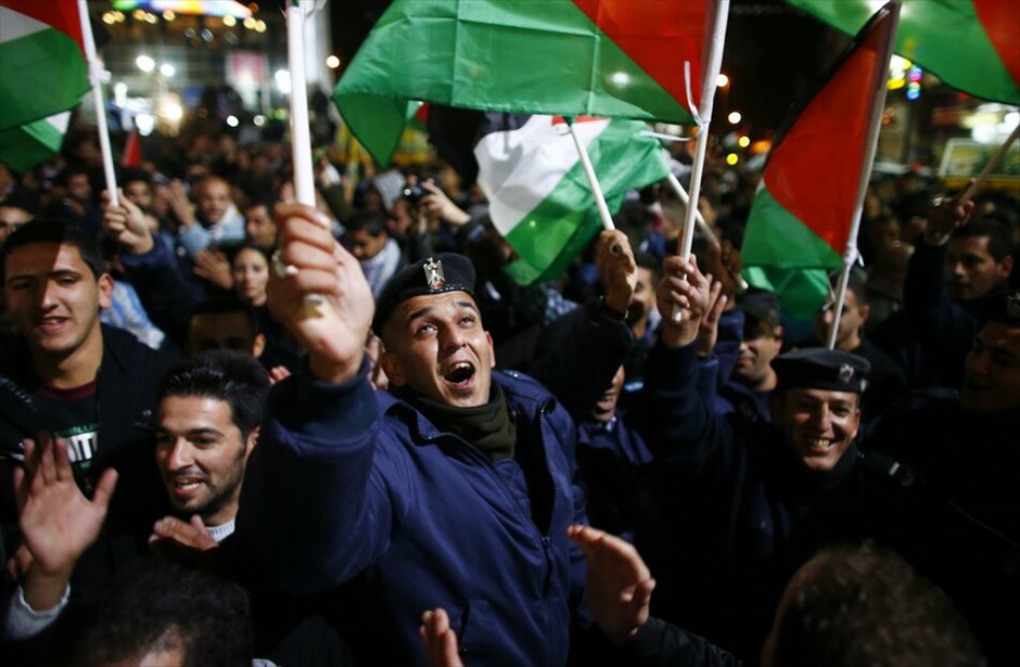 Πανηγυρισμοί των Παλαιστινίων για την απόφαση του ΟΗΕ #2. Ραμάλα - Δυτική Οχθη.