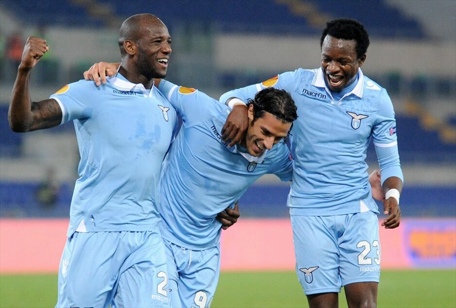 Europa League: Λάτσιο - Παναθηναϊκός 3-0 #6. Ο σκόρερ του τρίτου τέρματος της Λάτσιο, Σέρτζιο Φλόκαρι πανηγυρίζει με τους συμπαίκτες του.