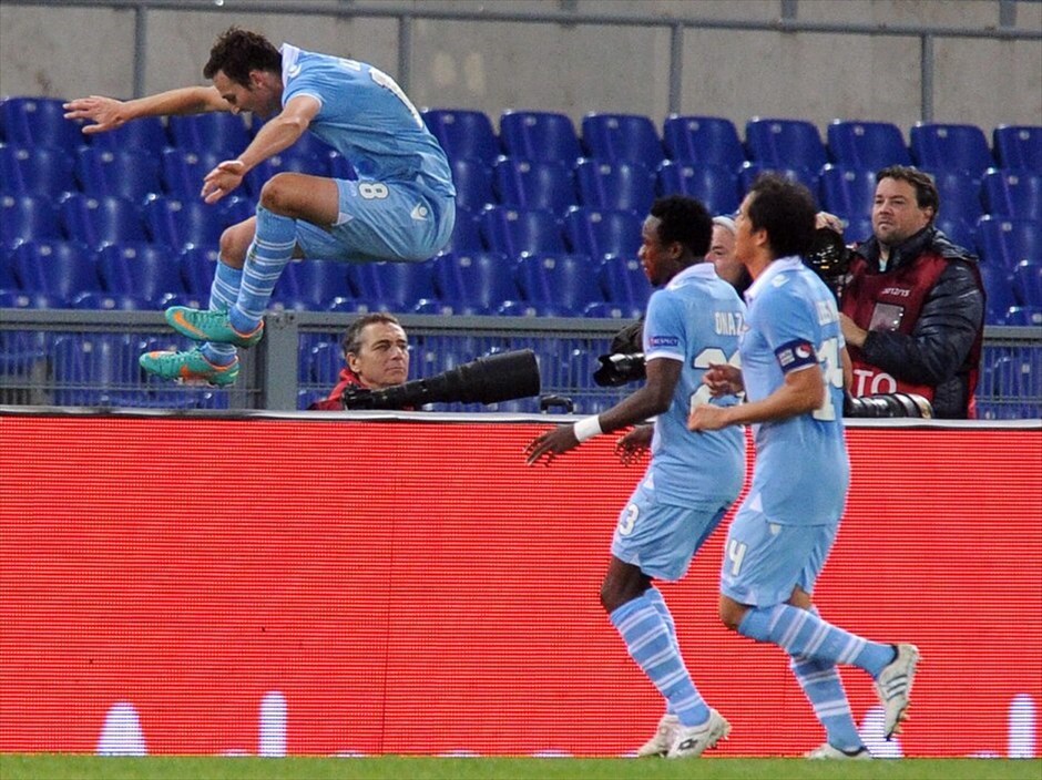 Europa League: Λάτσιο - Παναθηναϊκός 3-0 #12. Ο Λίμπορ Κόζακ πανηγυρίζει το πρώτο γκολ που σημείωσε εναντίον του Παναθηναϊκού με το οποίο άνοιξε το σκορ στον αγώνα.
