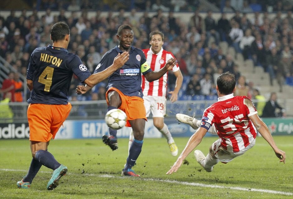 Champions League: Μονπελιέ - Ολυμπιακός 1-2 #9. Το γκολ της ισοφάρισης από τον Βασίλη Τοροσίδη.