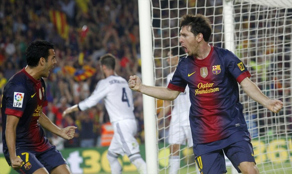 «El Clasico»: Μπαρτσελόνα - Ρεάλ Μαδρίτης 2-2 #15. Λιονέλ Μέσι και Τσάβι μετά την επίτευξη του γκολ από τον πρώτο.