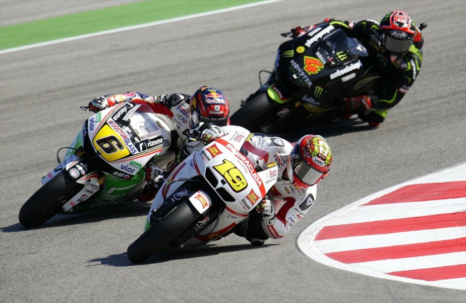 MotoGP: 13ος γύρος  #16. Ο Αλβάρο Μπαουτίστα μπροστά από τους Στέφαν Μπραντλ και Αντρέα Ντοβιτσιόζο.
