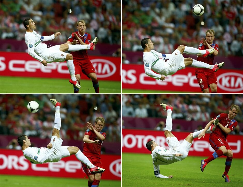 Euro 2012 - Πορτογαλία - Tσεχία (1-0) #33. Η Πορτογαλία είναι η πρώτη ομάδα που εξασφάλισε την είσοδό της στα ημιτελικά του Euro 2012. Με τον Κριστιάνο Ρονάλντο να την οδηγεί μαεστρικά, η ομάδα του Πάουλο Μπέντο νίκησε 1-0 την Τσεχία στο εθνικό στάδιο της Βαρσοβίας, στον πρώτο προημιτελικό της διοργάνωσης. Το γκολ του σούπερ σταρ των Ιβήρων στο 79ο λεπτό έστειλε την Πορτογαλία στην ημιτελική φάση, όπου θα αντιμετωπίσει το νικητή του τρίτου χρονικά προημιτελικού, ανάμεσα στη Γαλλία και την Ισπανία το Σάββατο.