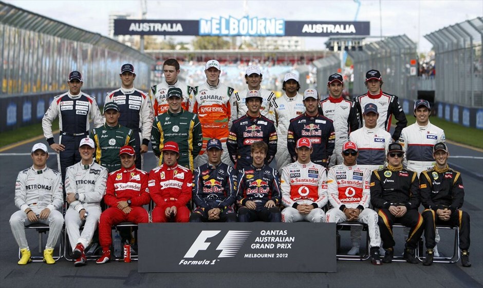 Formula 1: GP Αυστραλίας #26. Η αναμνηστική φωτογραφία των όλων πιλότων των ομάδων του 2012 πριν την έναρξη του αγώνα.