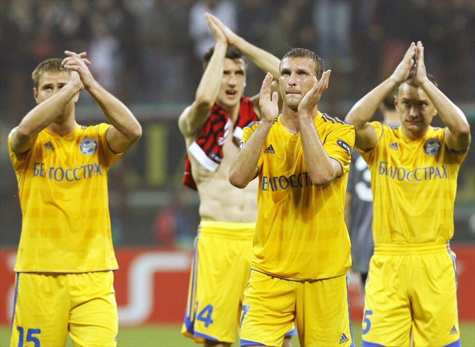 Champions League 2011-12: H τρίτη αγωνιστική της φάσης των ομίλων #73. Η’ Ομιλος: Η Μίλαν φαινόταν ότι δεν είχε διάθεση για καλό ποδόσφαιρο, αλλά δεν ήθελε ούτε και να κινδυνεύσει. Ετσι, πέτυχε μία διαδικαστική νίκη επί της ΜΠΑΤΕ Μπορίσοφ με 2-0 για να διατηρηθεί στην κορυφή του ομίλου. RETUERS/ALESSANDRO GAROFALO