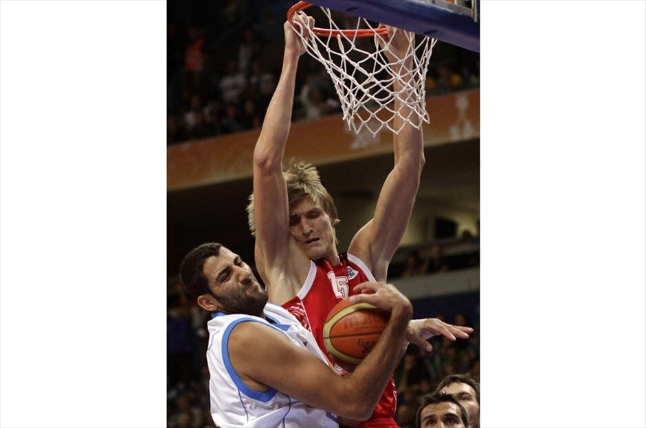 Ευρωμπάσκετ: Στιγμές από τον αγώνα Ελλάδα - Ρωσία #3. EPA/VALDA KALNINA