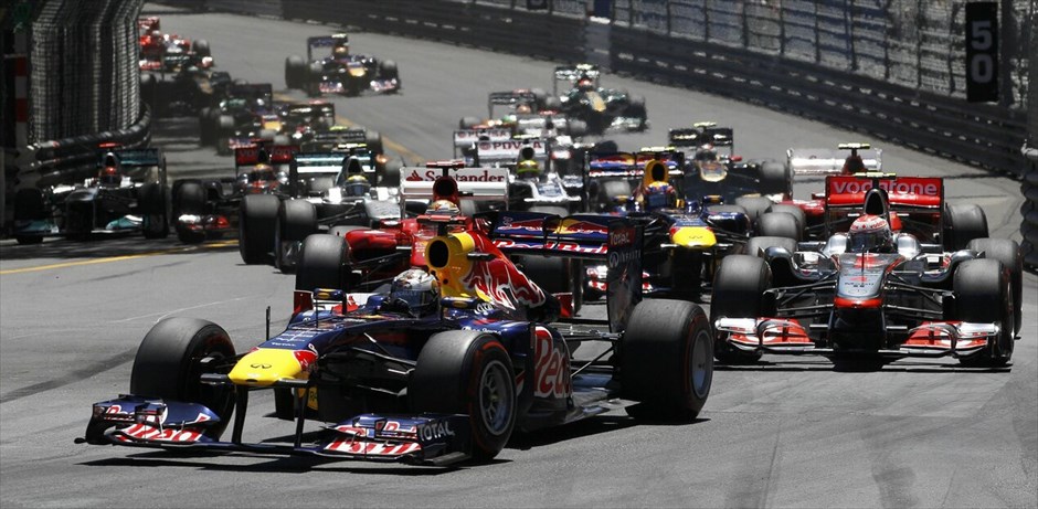 F1: Στιγμές από το GP του Μονακό #22. Ο Σεμπάστιαν Φέτελ ηγείται του αγώνα.
