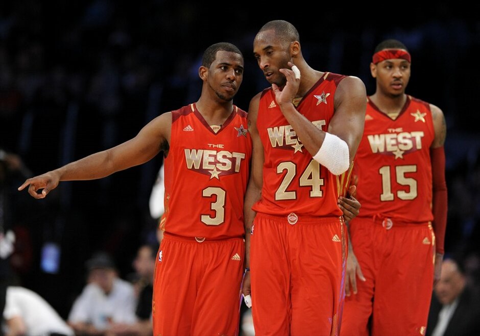NBA: 60ό All Star Game #8. Απο την ομάδα της Δύσης (από αριστερά): Κρις Πολ, Κόμπι Μπράιντ και Καρμέλο Αντονι.