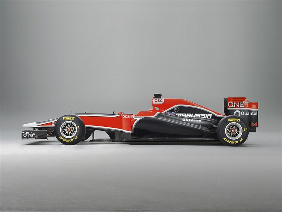 F1: Η Virgin MVR-02 #4. Στα στούντιο του BBC στο Λονδίνο η Virgin Racing παρουσίασε το νέο της μονοθέσιο, την MVR-02. To «M» αντιστοιχεί στη συνεργασία της ομάδας του Ρίτσαρντ Μπράνσον με τη Ρωσική αυτοκινητοβιομηχανία Marussia. Οδηγοί της Virgin Racing θα είναι το Τίμο Γκλοκ και ο Ζερόμ Ντ