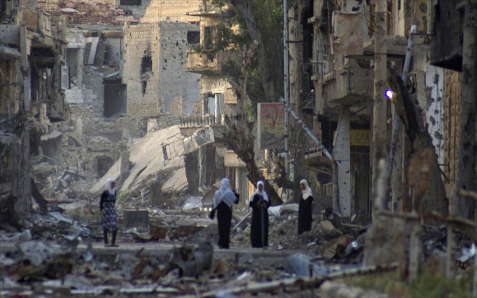 Πόλεις  - συντρίμμια στη Συρία. Η περιοχή Ντείρ Αλ-Ζορ της Ανατολικής Συρίας. 7 Απριλίου 2013.