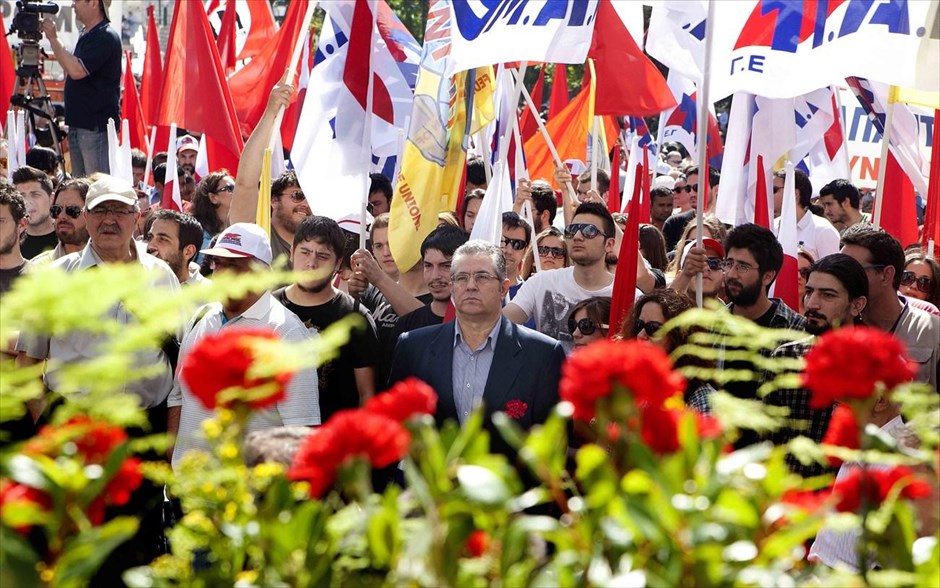 Πρωτομαγιά #7 ΠΑΜΕ Κουτσούμπας. Ο γ.γ. του ΚΚΕ Δ. Κουτσούμπας στη συγκέντρωση του ΠΑΜΕ στο Σύνταγμα για τον εορτασμό της Εργατικής Πρωτομαγιάς.