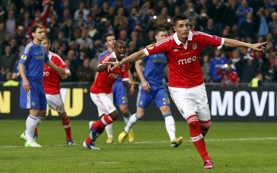 Europa League - Τσέλσι - Μπενφίκα. Ο Καρντόσο πανηγυρίζει το γκολ που πέτυχε.