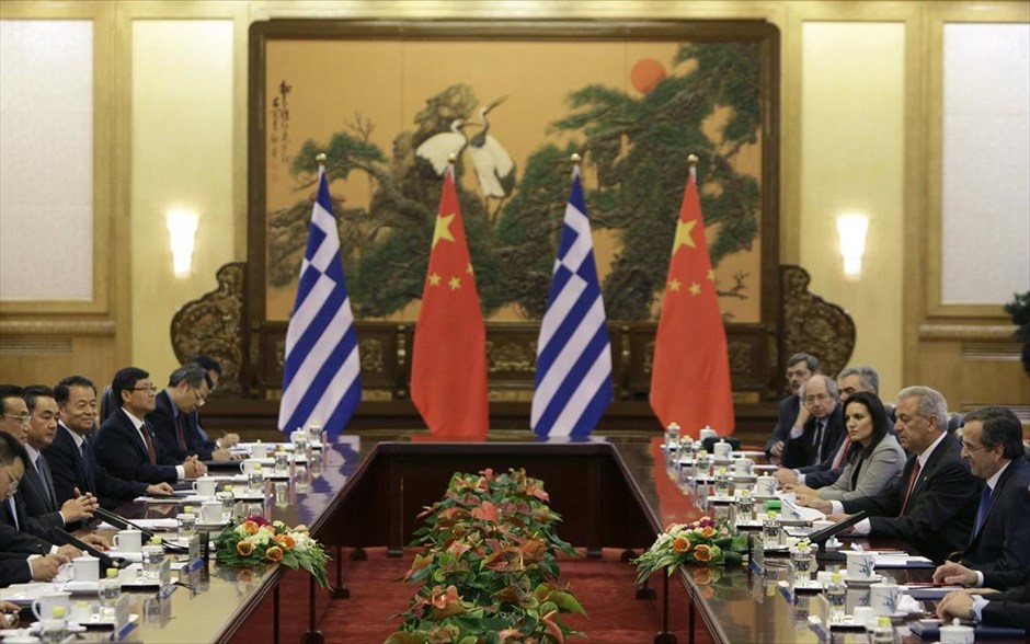 Επίσκεψη του πρωθυπουργού στην Κίνα #23. Συνάντηση του κινέζου πρωθυπουργού&nbsp;Λι Κετσιάνγκ με τον πρωθυπουργό Αντ. Σαμαρά στο Μέγαρο του Λαού στο Πεκίνο.