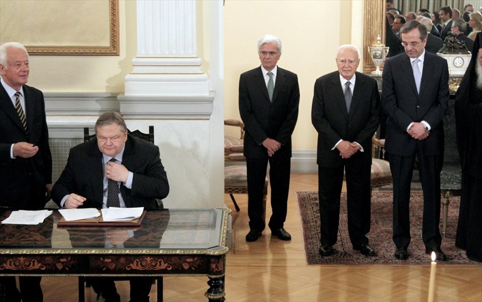 Ορκωμοσία της νέας κυβέρνησης. Ο αντιπρόεδρος και υπουργός Εξωτερικών Ευάγγελος Βενιζέλος στην ορκωμοσία των νέων υπουργών και υφυπουργών.