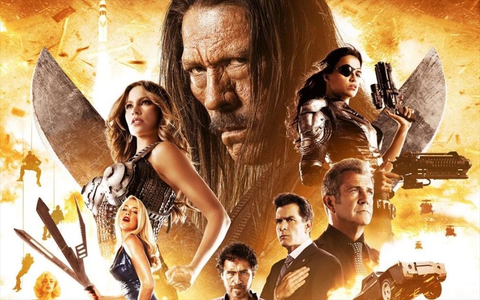 «Machete: Η επιστροφή». Ο Ντάνι Τρέχο, πλαισιωμένος από τους Άμπερ Χερντ, Μισέλ Ροντρίγκεζ, Ντέμιαν Μπισίρ, Αντόνιο Μπαντέρας, Μελ Γκίμπσον, Σοφία Βεργκάρα, Τζέσικα Άλμπα, Λέιντι Γκάγκα κ.ά. επιστρέφει ως Ματσέτε, στην ταινία δράσης «Machete: Η επιστροφή» του Ρόμπερτ Ροντρίγκεζ.