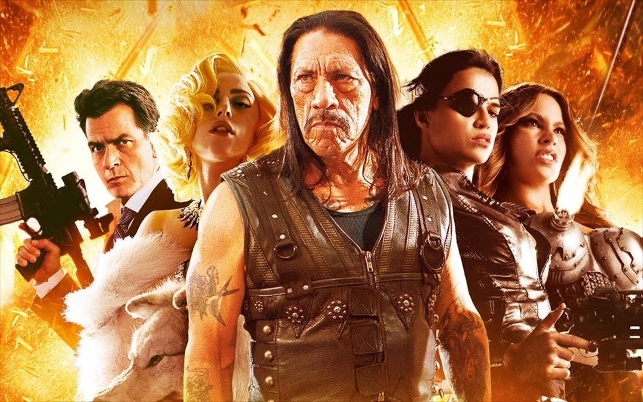 «Machete: Η επιστροφή». Ο Ντάνι Τρέχο, πλαισιωμένος από τους Άμπερ Χερντ, Μισέλ Ροντρίγκεζ, Ντέμιαν Μπισίρ, Αντόνιο Μπαντέρας, Μελ Γκίμπσον, Σοφία Βεργκάρα, Τζέσικα Άλμπα, Λέιντι Γκάγκα κ.ά. επιστρέφει ως Ματσέτε, στην ταινία δράσης «Machete: Η επιστροφή» του Ρόμπερτ Ροντρίγκεζ.
