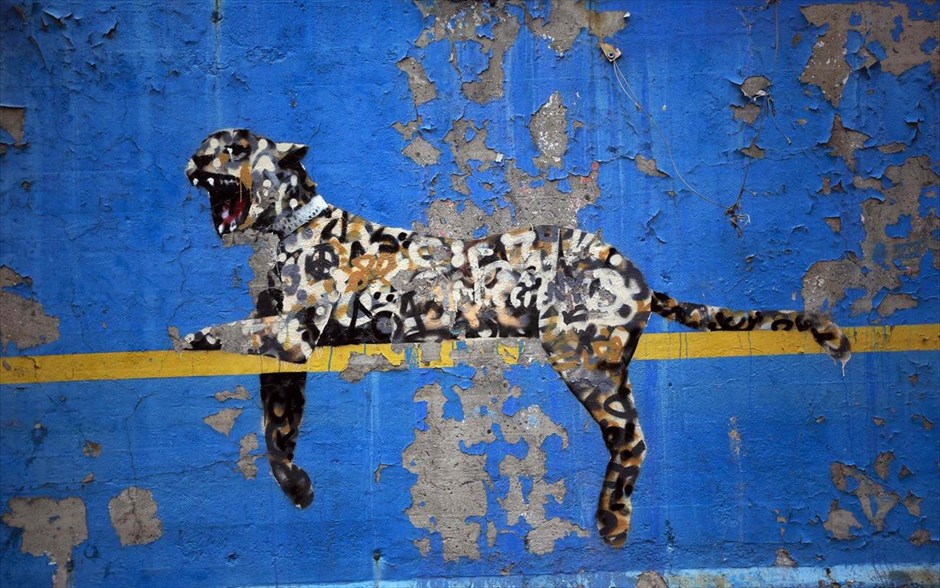 O Banksy κατακτά τη Νέα Υόρκη #35. Το πιό πρόσφατο έργο του βρετανού καλλιτέχνη Banksy, με τίτλο «Bronx Zoo (at Yankee Stadium)», σε ένα τοίχο έξω από το στάδιο των Γιάνκις, στο Μπρονξ, 31 Οκτωβρίου 2013.