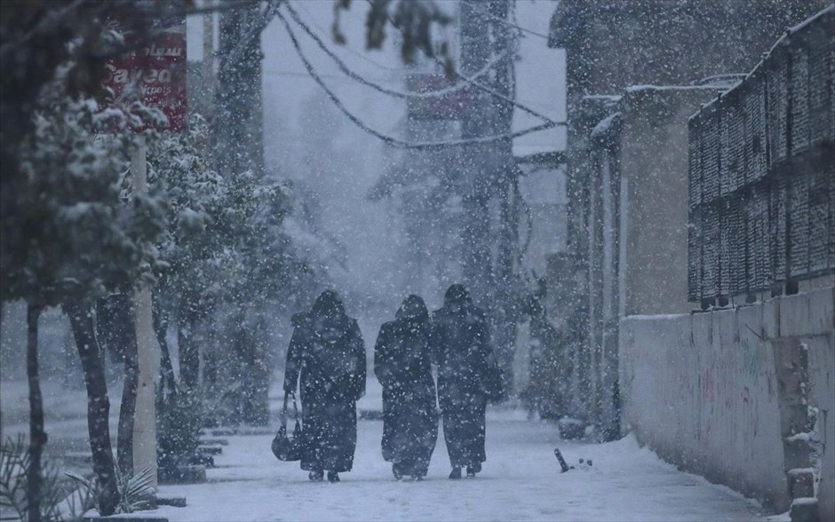 Συρία - Κακοκαιρία - Χιόνια. Συνοικία Ντούμα, Δαμασκός, 13 Δεκεμβρίου 2013.