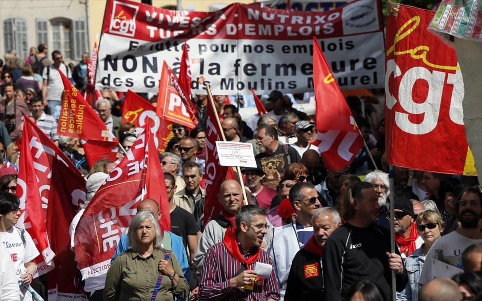 Συλλαλητήρια για την εργατική Πρωτομαγιά ανά τον κόσμο . Μασσαλία, Γαλλία.