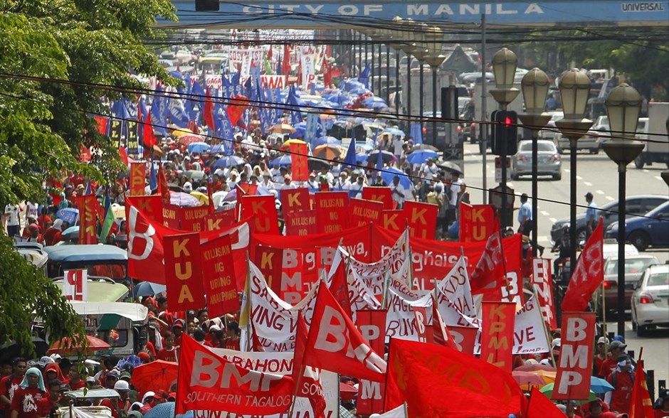 Συλλαλητήρια για την εργατική Πρωτομαγιά ανά τον κόσμο . Μανίλα, Φιλιππίνες.