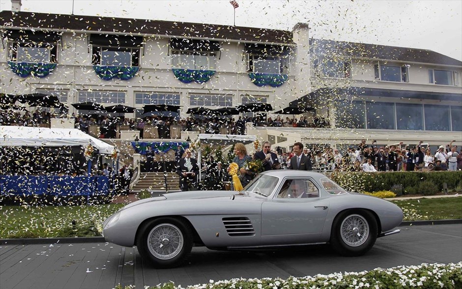 Μία Ferrari 375 MM Scaglietti Coupe του 1954 κερδίζει τις εντυπώσεις . Ο Jon Shirley κερδίζει το πρώτο βραβείο στον διαγωνισμό Concours d
