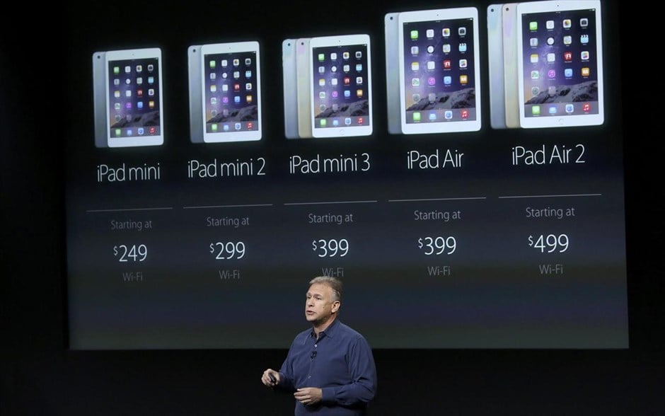 Παρουσίαση του iPad Air 2 και του iPad Mini 3 από την Apple. Ο Φιλ Σίλλερ, αντιπρόεδρος της Apple, αναλύει την εξέλιξη των iPad.