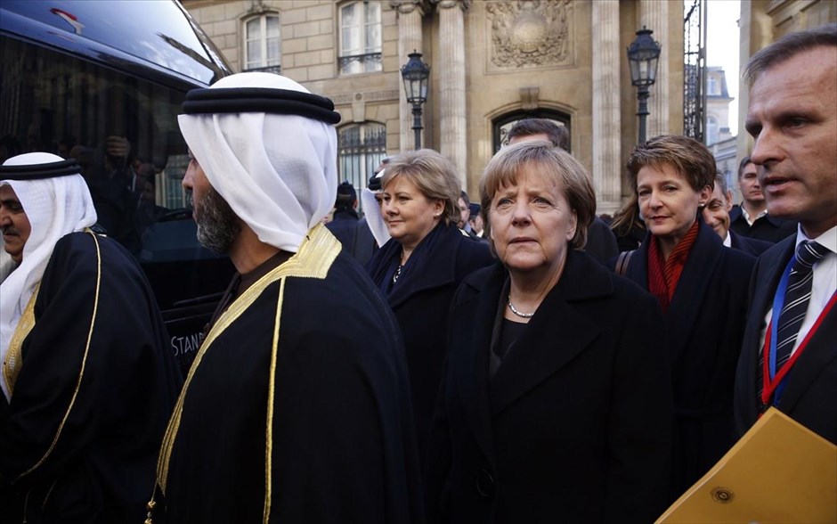 Γαλλία - Παρίσι - Πορεία Ενότητας - Charlie Hebdo. Η καγκελάριος της Γερμανίας, Αγκελα Μέρκελ.