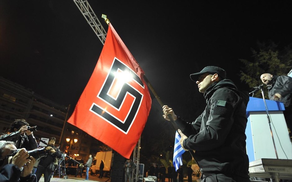 Συγκέντρωση των μελών της Χρυσής Αυγής για την επέτειο των Ιμίων. 