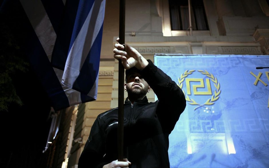 Συγκέντρωση των μελών της Χρυσής Αυγής για την επέτειο των Ιμίων. Συγκέντρωση της Χρυσής Αυγής για τα Ίμια στην πλατεία Ρηγίλλης.