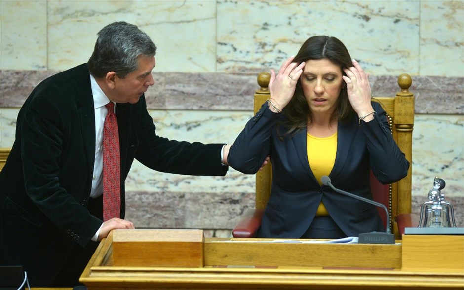 Βουλή: Τρίτη ημέρα συζήτησης επί των προγραμματικών δηλώσεων. Η πρόεδρος της Βουλής Ζωή Κωνσταντοπούλου κάθεται στην έδρα, αντικαθιστώντας τον Α