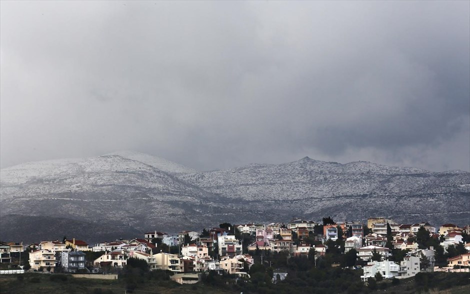 Χιόνια στην Πεντέλη. Στιγμιότυπο από την χιονισμένη Πεντέλη.