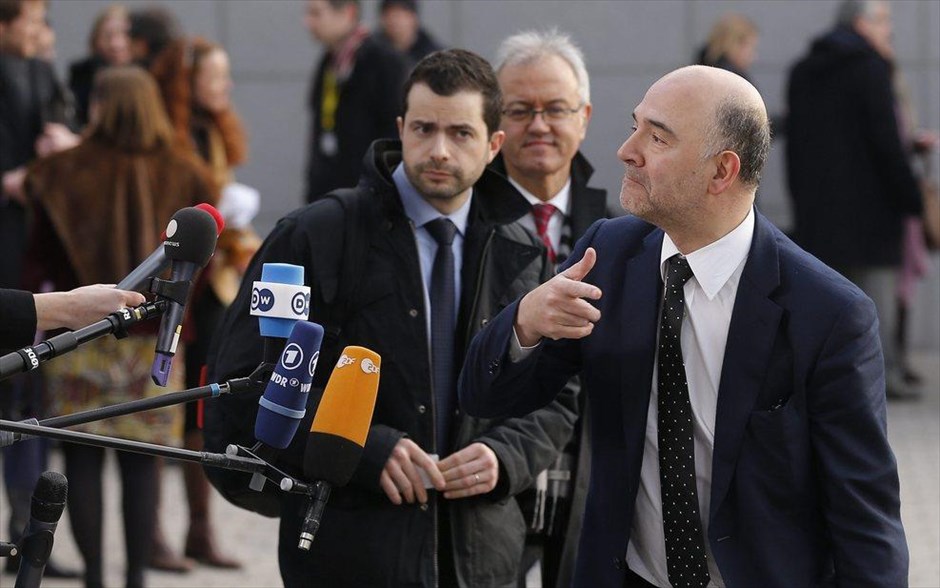 Πιέρ Μοσκοβισί - άφιξη Eurogroup . Ο Επίτροπος Οικονομίας Πιερ Μοσκοβισί.