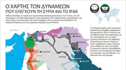 Χάρτης των δυνάμεων που ελέγχουν τη Συρία και το Ιράκ