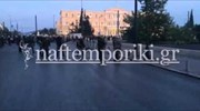 Rioting by small group of youths mostly breaks up protest rally outside Greek parliament