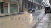 Προβλήματα στη Λαμία από ισχυρή καταιγίδα και χαλαζόπτωση