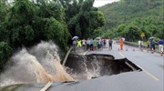 Καταστροφές από το πέρασμα του τυφώνα Νεπαρτάκ στην Κίνα