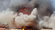 Μεγάλη πυρκαγιά στο κέντρο της Λευκάδας, στις φλόγες σπίτια