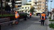 Πλύσιμο πεζοδρομίων της Πατησίων την Κυριακή