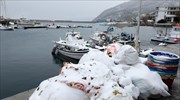Λευκό το τοπίο σε Λέσβο - Χίο