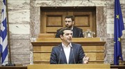 Tsipras rails against prospect of precautionary credit line after 3rd bailout ends in Aug.